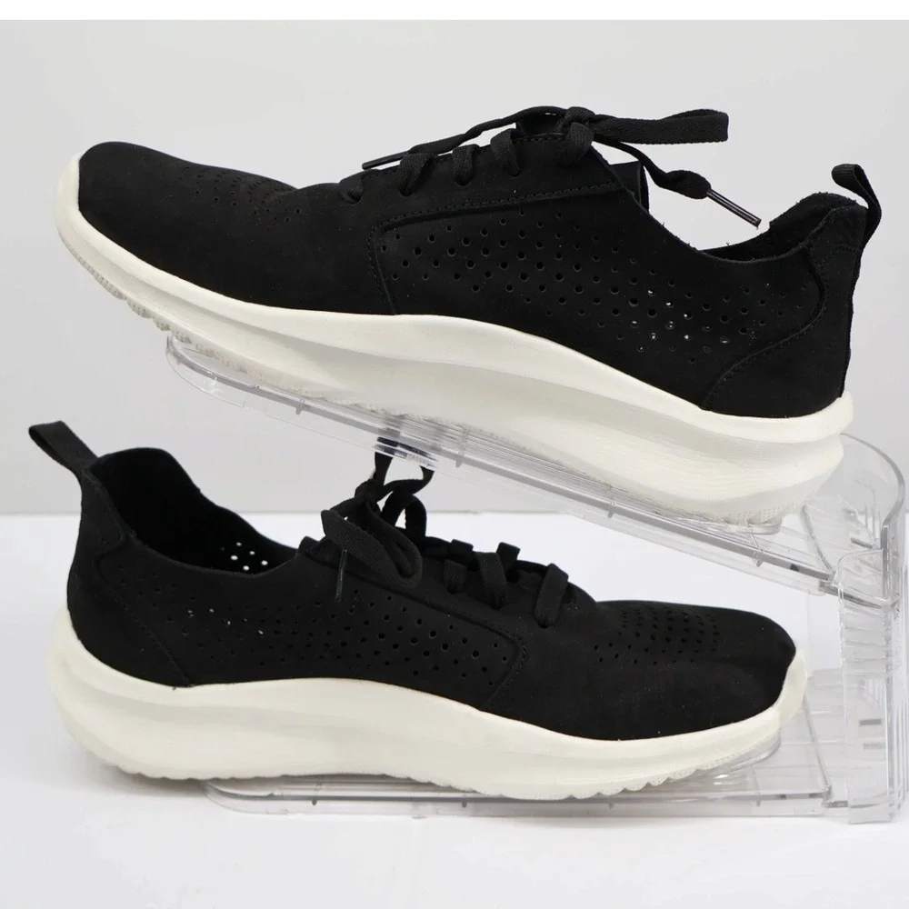 Clarks Solevana Black Perforated Sneaker Side Zip Comfort Shoe 6M